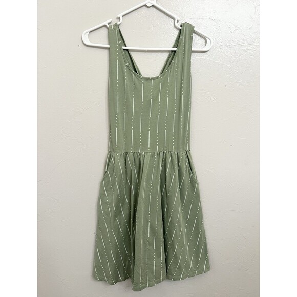 Elegantees XS Women's Dress 95% Organic Cotton Sage Green A-Line Made In Nepal - Picture 1 of 6